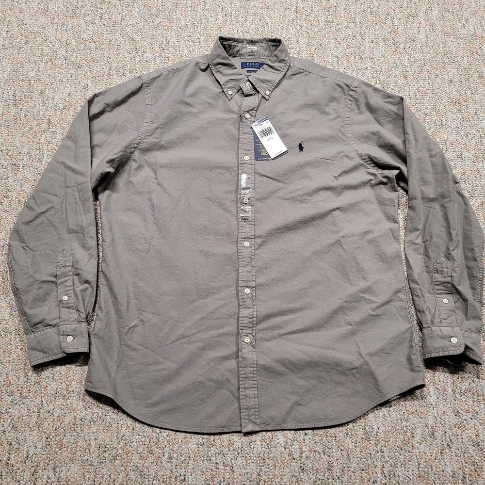 Polo Ralph Lauren Shirt Mens XL Grey Classic Fit Long Sleeve Button Down NWT